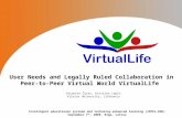 User Needs and Legally Ruled Collaboration in Peer-to-Peer Virtual World VirtualLife Intelligent educational systems and technoloy-enhanced learning (INTEL-EDU)