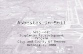 Asbestos in Soil Greg Holt Stapleton Redevelopment Program City and County of Denver October 3, 2008.