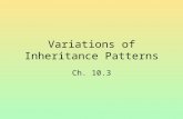 Variations of Inheritance Patterns Ch. 10.3. Objectives 1.Describe intermediate inheritance 2.Multiple alleles 3.Understand polygenic inheritance 4.Effect.