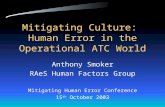Mitigating Culture: Human Error in the Operational ATC World Anthony Smoker RAeS Human Factors Group Mitigating Human Error Conference 15 th October 2003.