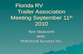 Florida RV Trailer Association Meeting September 11 th 2010 Tom Walworth With Statistical Surveys Inc.
