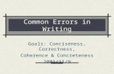 Common Errors in Writing Goals: Conciseness, Correctness, Coherence & Concreteness 2001/11/9.