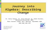 Journey into Algebra: Describing Change Dr. Henry Kepner, Dr. Kevin McLeod, Dr. DeAnn Huinker, Mathematics Partnership (MMP) Math Teacher Leader (MTL)
