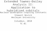 Extended Townes-Dailey Analysis II: Application to hybridized orbitals Columbus, 2010 TC 01 Nuclear Quadrupole Coupling Constants Stewart Novick Wesleyan.