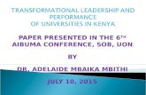 PAPER PRESENTED IN THE 6 TH AIBUMA CONFERENCE, SOB, UON BY DR. ADELAIDE MBAIKA MBITHI JULY 10, 2015.