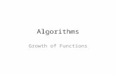 Algorithms Growth of Functions. Some Notation NNatural numbers RReal numbers N + Positive natural numbers R + Positive real numbers R * Non-negative real.