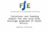 “Solutions and funding models for the acid mine drainage problems of South Africa” Mariette Liefferink.