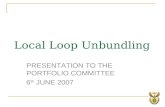 Local Loop Unbundling PRESENTATION TO THE PORTFOLIO COMMITTEE 6 th JUNE 2007.