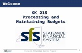 Statewide Financial System Program 1 KK 215 Processing and Maintaining Budgets KK 215 Processing and Maintaining Budgets Welcome.