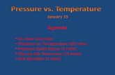 January 15 Agenda Do Now (10 mins) Pressure vs. Temperature (20 mins) Pressure Quick Demo (5 mins) Discuss Lab Tomorrow (15 mins) Exit Question (5 mins)