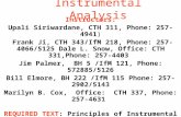 Instrumental Analysis Instructors: Upali Siriwardane, CTH 311, Phone: 257-4941) Frank Ji, CTH 343/IfM 218, Phone: 257-4066/5125 Dale L. Snow, Office: