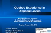 1 Quebec Experience in Disposal Levies Recycling Council of Ontario & Ontario Ministry of the Environment Waste Diversion Act (WDA) Consultation Toronto,