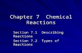 Chapter 7 Chemical Reactions Section 7.1 Describing Reactions Section 7.2 Types of Reactions.