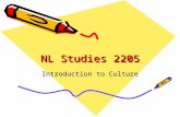 NL Studies 2205 Introduction to Culture. Definition of Culture Is the way of life of a group of people, defined by –objects –way we behave –Values Changes.