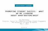 PROMOTING STUDENT SUCCESS: WHAT WE’RE LEARNING ABOUT WHAT MATTERS MOST Kay McClenney Director, Center for Community College Student Engagement The University.