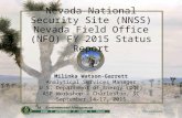 Nevada National Security Site (NNSS) Nevada Field Office (NFO) FY 2015 Status Report Milinka Watson-Garrett Analytical Services Manager U.S. Department.
