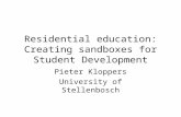 Residential education: Creating sandboxes for Student Development Pieter Kloppers University of Stellenbosch.