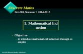 241-303 Discrete Maths: Induction/1 1 Discrete Maths Objective – –to introduce mathematical induction through examples 241-303, Semester 1 2014-2015 1.