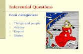 Inferential Questions Four categories: 1. Things and people 2. Actions 3. Events 4. States.