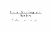 Ionic Bonding and Naming Stolen, not shared.. Elements vs. Compounds An element cannot be ___________ down or _____________ into simpler substances by.