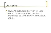 Objective SWBAT calculate the year-by-year GPA of an unidentified student’s transcript, as well as their cumulative GPA.