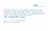 Preservation of Anemia Control and Weekly ESA Dosage After Conversion from PEG-Epoetin Beta to Darbepoetin Alfa in Adult HD Patients: The TRANSFORM Study.