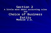 Section 2 A little more about accounting rules and Choice of Business Entity Module 2.a.