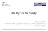 UK Cyber Security Caley Robertson Assistant Director, Cyber Security Exports, Critical Infrastructure November 2014.