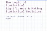 The Logic of Statistical Significance & Making Statistical Decisions Textbook Chapter 11 & more.