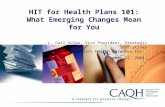 HIT for Health Plans 101: What Emerging Changes Mean for You L. Carl Volpe, Vice President, Strategic Initiatives WellPoint Health Networks Inc. October.