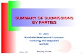 1 19 April 2002 SUMMARY OF SUBMISSIONS BY PARTIES I.F. Vladu Sustainable Development Programme Technology Sub-programme UNFCCC Beijing, China.