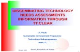 1 23 April 2002 DISSEMINATING TECHNOLOGY NEEDS ASSESSMENTS INFORMATION THROUGH TT:CLEAR I.F. Vladu Sustainable Development Programme Technology Sub-programme.