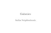Galaxies Stellar Neighborhoods. What are Galaxies? Galaxies are –Huge –Held together by gravity –Comprised of… Stars Objects that orbit those stars The.