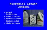 Microbial Growth Control Growth Inhibition Sterilization Bacteriostatic Bactericidal Disinfectants.