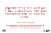 Implementing the revised TB/HIV indicators and data harmonisation at country level Christian Gunneberg MO WHO Planning workshop to accelerate the implementation.