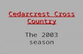 Cedarcrest Cross Country The 2003 season. The Dirty Dozen.