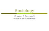 Sociology Chapter 1 Section 3 “Modern Perspectives”