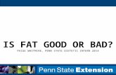 IS FAT GOOD OR BAD? PAIGE WHITMIRE, PENN STATE DIETETIC INTERN 2014.