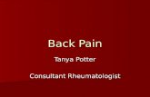 Back Pain Tanya Potter Consultant Rheumatologist.