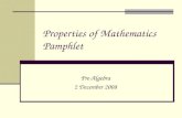 Properties of Mathematics Pamphlet Pre-Algebra 2 December 2008.