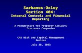 Sarbanes-Oxley Section 404: Internal Controls and Financial Reporting A Perspective for Property-Casualty Insurance Companies CAS Risk and Capital Management.