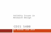 CDIS 5400 Dr Brenda Louw 2010 Validity Issues in Research Design.