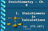 C. Johannesson I. I.Stoichiometric Calculations (p. 275-287) Stoichiometry – Ch. 9.