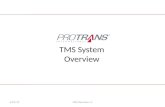TMS System Overview 6/21/12TMS Overview v 1. 2 Intro to the TMS System Intro to the New Protrans TMS Development Process TMS Benefits Future Expansion.