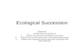 Ecological Succession Objectives 1.Explain what succession is 2.Explain the process of ecological succession 3.Explain the role that plants play in maintaining.