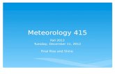 Meteorology 415 Fall 2012 Tuesday, December 11, 2012 Final Rise and Shine.