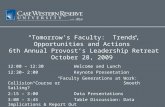 “Tomorrow’s Faculty: Trends, Opportunities and Actions” 6th Annual Provost’s Leadership Retreat October 28, 2009 12:00 – 12:30 Welcome and Lunch 12:30–
