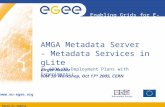 INFSO-RI-508833 Enabling Grids for E-sciencE  AMGA Metadata Server - Metadata Services in gLite (+ ARDA DB Deployment Plans with Experiments)