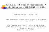 Overview of Fusion Neutronics Activities at JAERI/FNS in 2004 Presented by T. NISHITANI Japan Atomic Energy Research Institute, Tokai-mura, 319-1195, Japan.