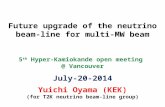 Future upgrade of the neutrino beam-line for multi-MW beam 5 th Hyper-Kamiokande open meeting @ Vancouver July-20-2014 Yuichi Oyama (KEK) (for T2K neutrino.